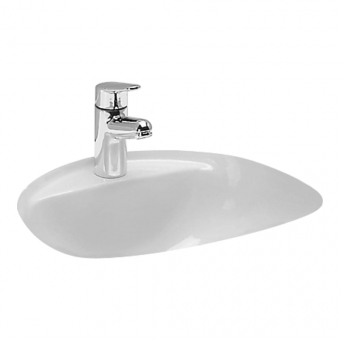 Praustuvas Laufen BIJOU 415x365x205 mm, montuojamas iš apačios, su 1 anga maišytuvui, su nušlifuota viršutine briauna 